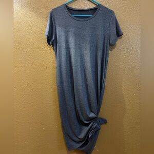 Amazon Essentials Gray Knot-Front Midi T-Shirt Dress